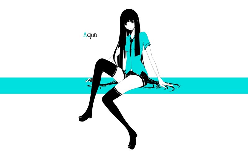 anime girl with aqua shirt