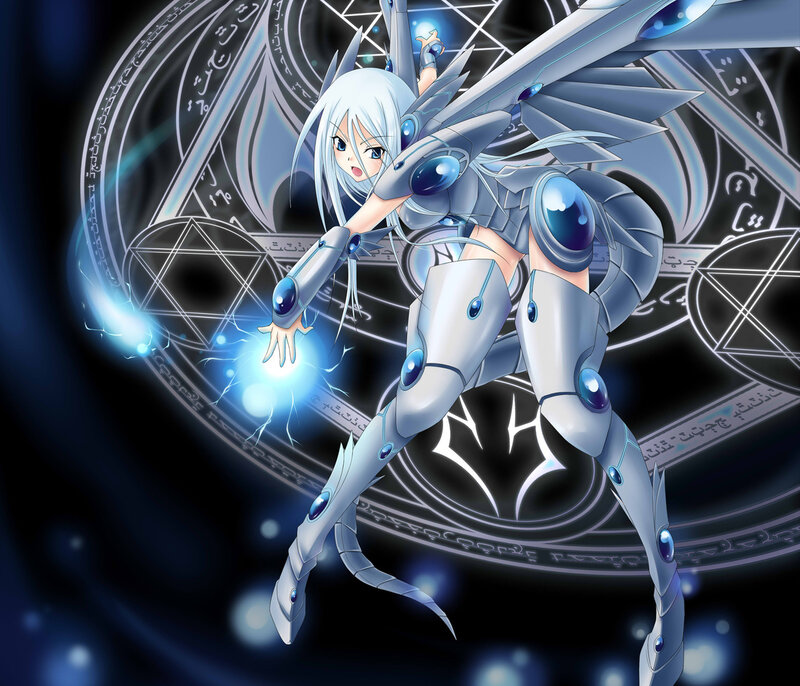 anime girl with armor and magic