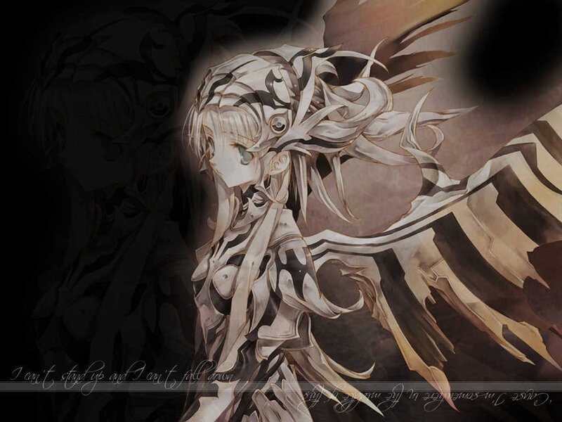anime girl with armor and wings