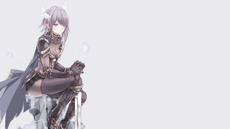 Anime Girl with Armor — Gray