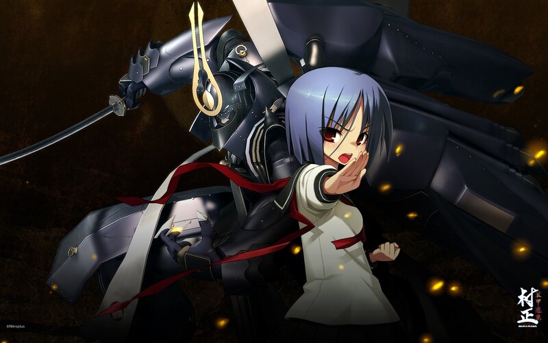 Anime girl with armored knight