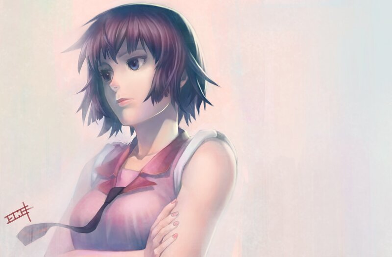 anime girl with arms crossed