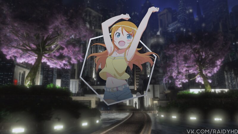 Anime Girl with Arms Raised