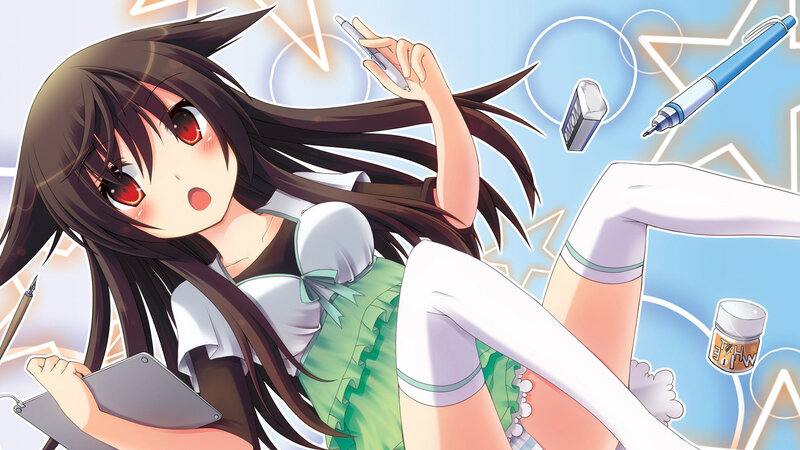anime girl with art supplies