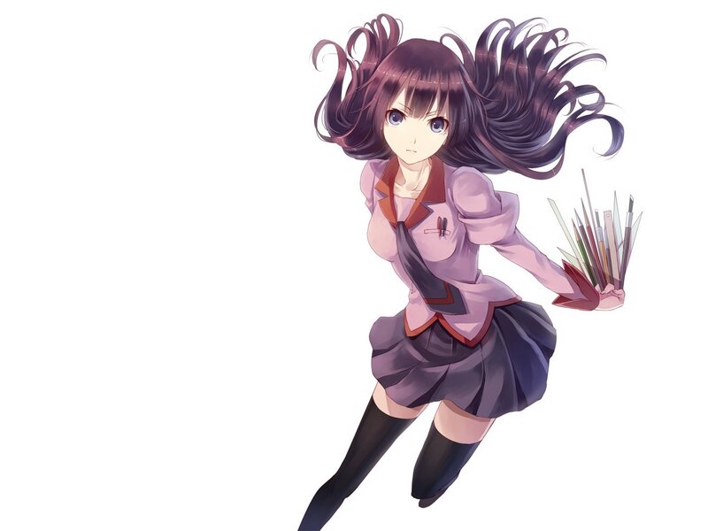 anime girl with art supplies