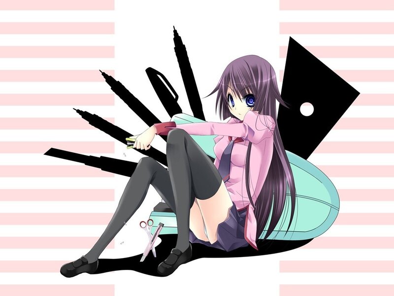 anime girl with art supplies