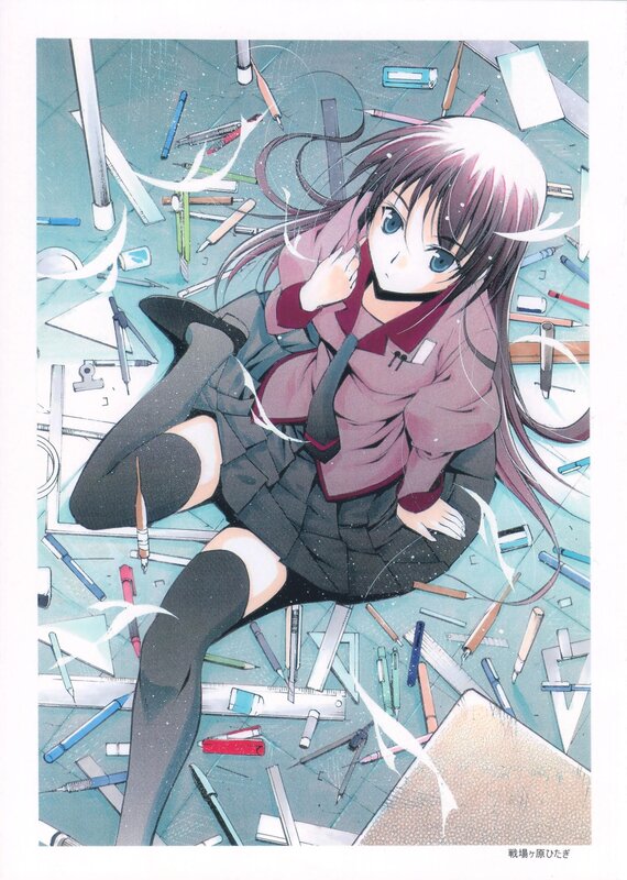 anime girl with art supplies
