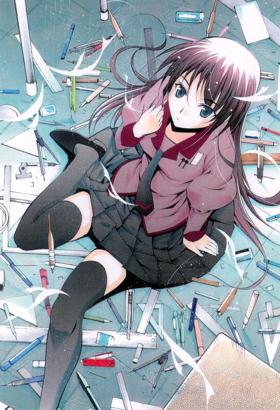 anime girl with art supplies