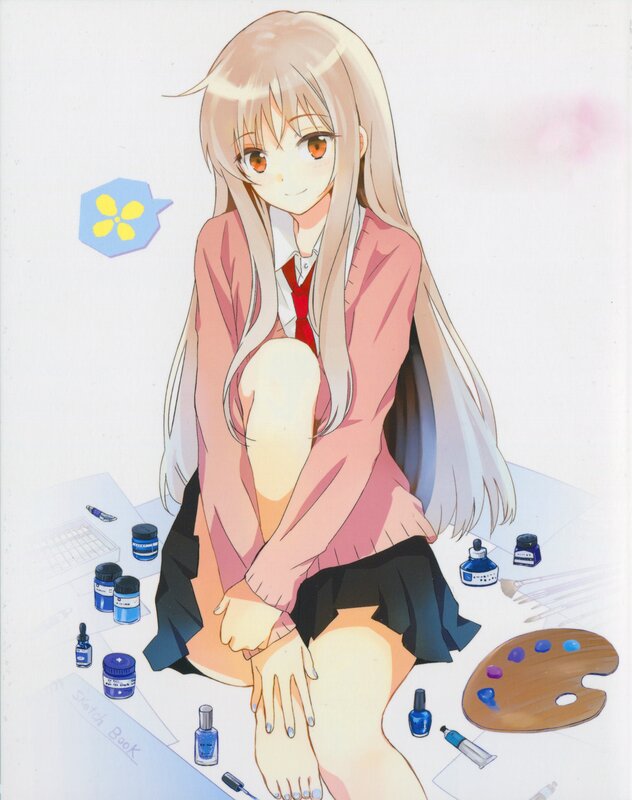 Anime Girl with Art Supplies — Pink