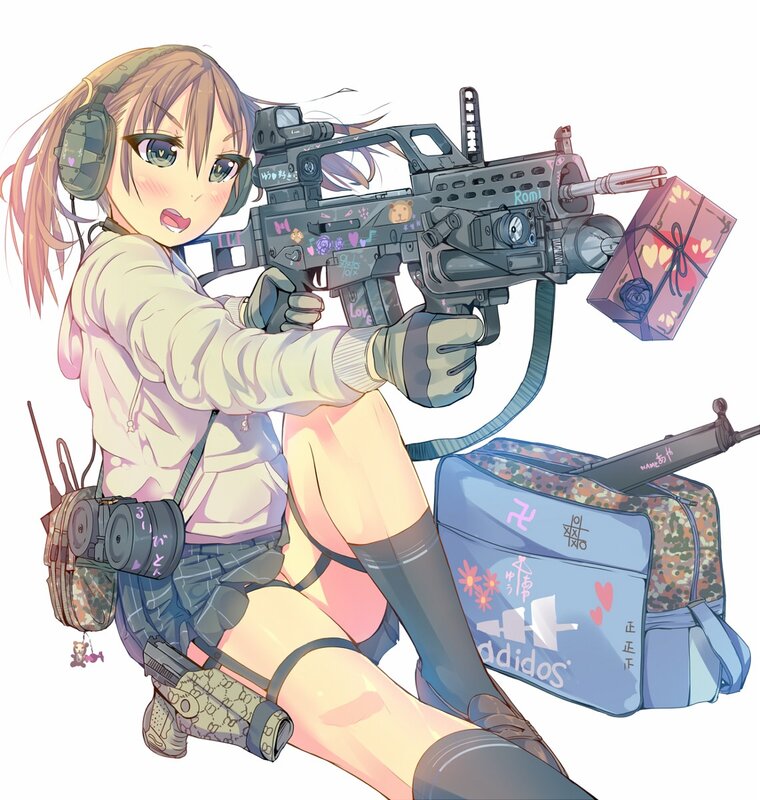 anime girl with assault rifle