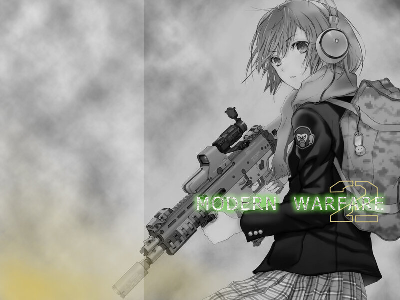 anime girl with assault rifle