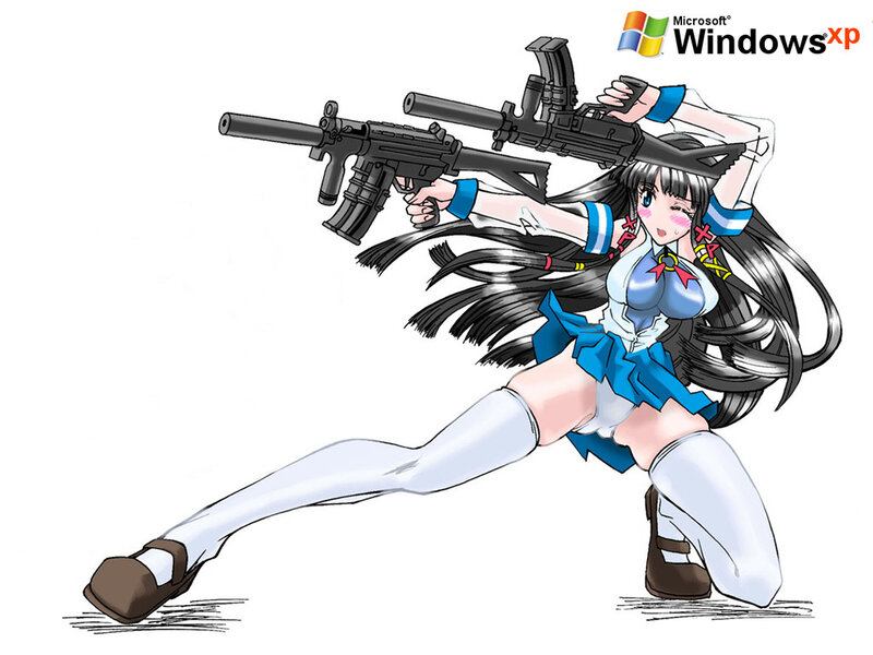 anime girl with assault rifles