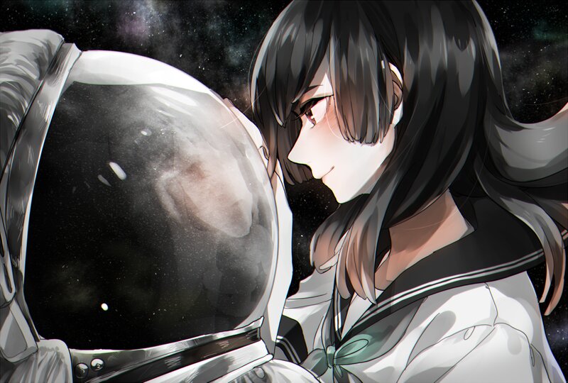 Anime Girl with Astronaut
