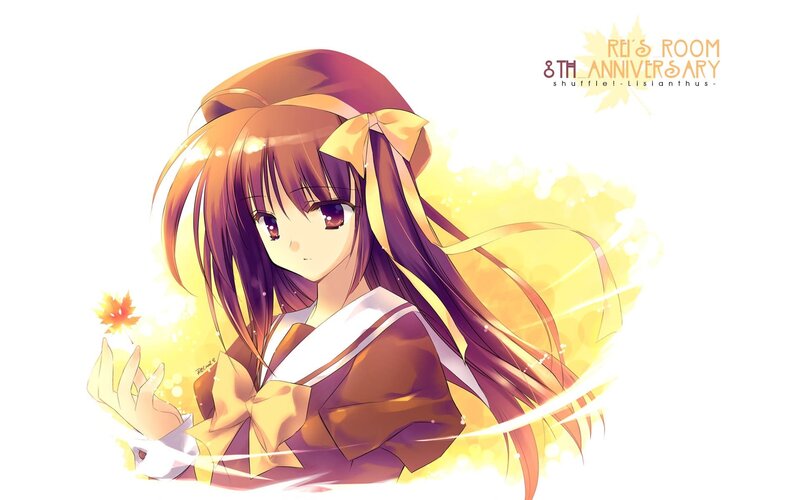 Anime girl with autumn leaf