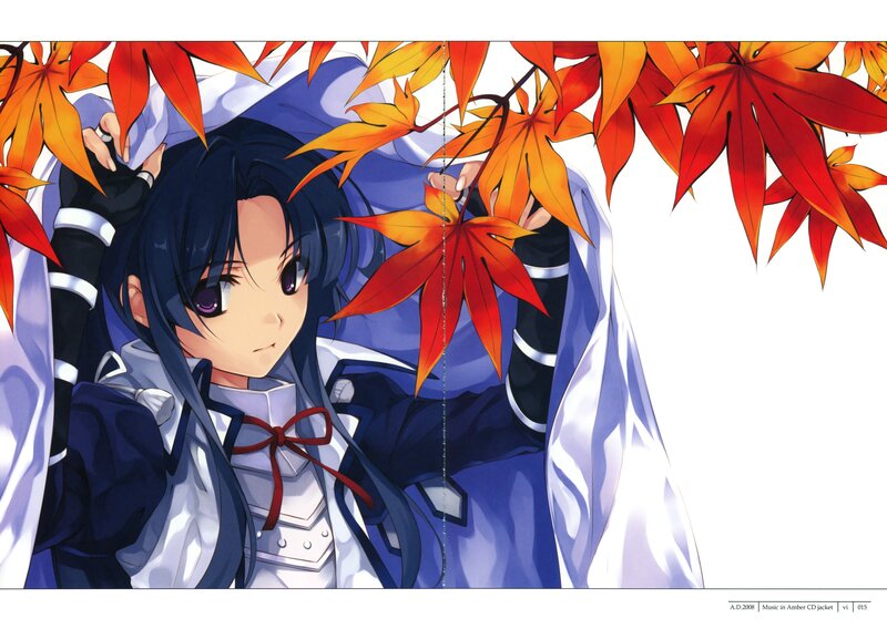 anime girl with autumn leaves