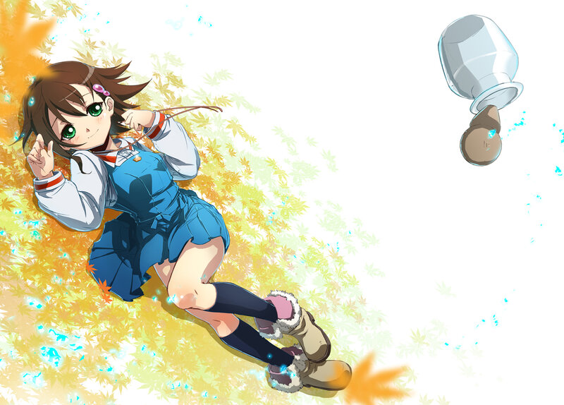 anime girl with autumn leaves