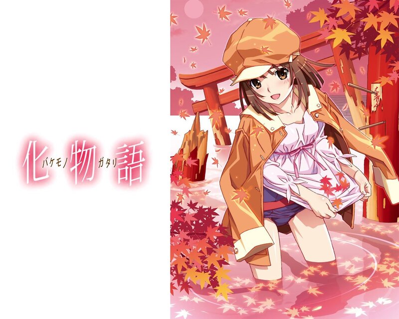 Anime girl with autumn leaves