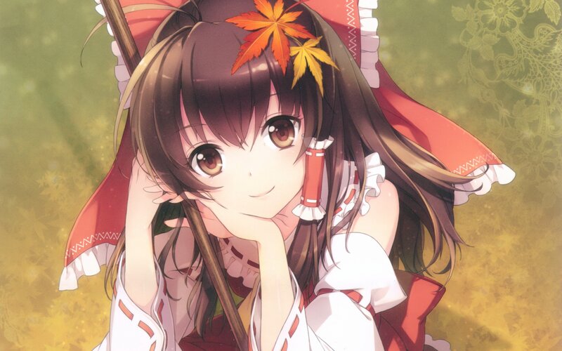 anime girl with autumn leaves