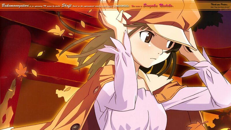 anime girl with autumn leaves