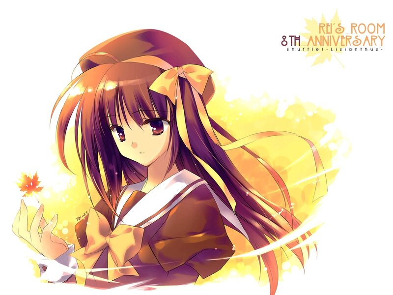 anime girl with autumn leaves