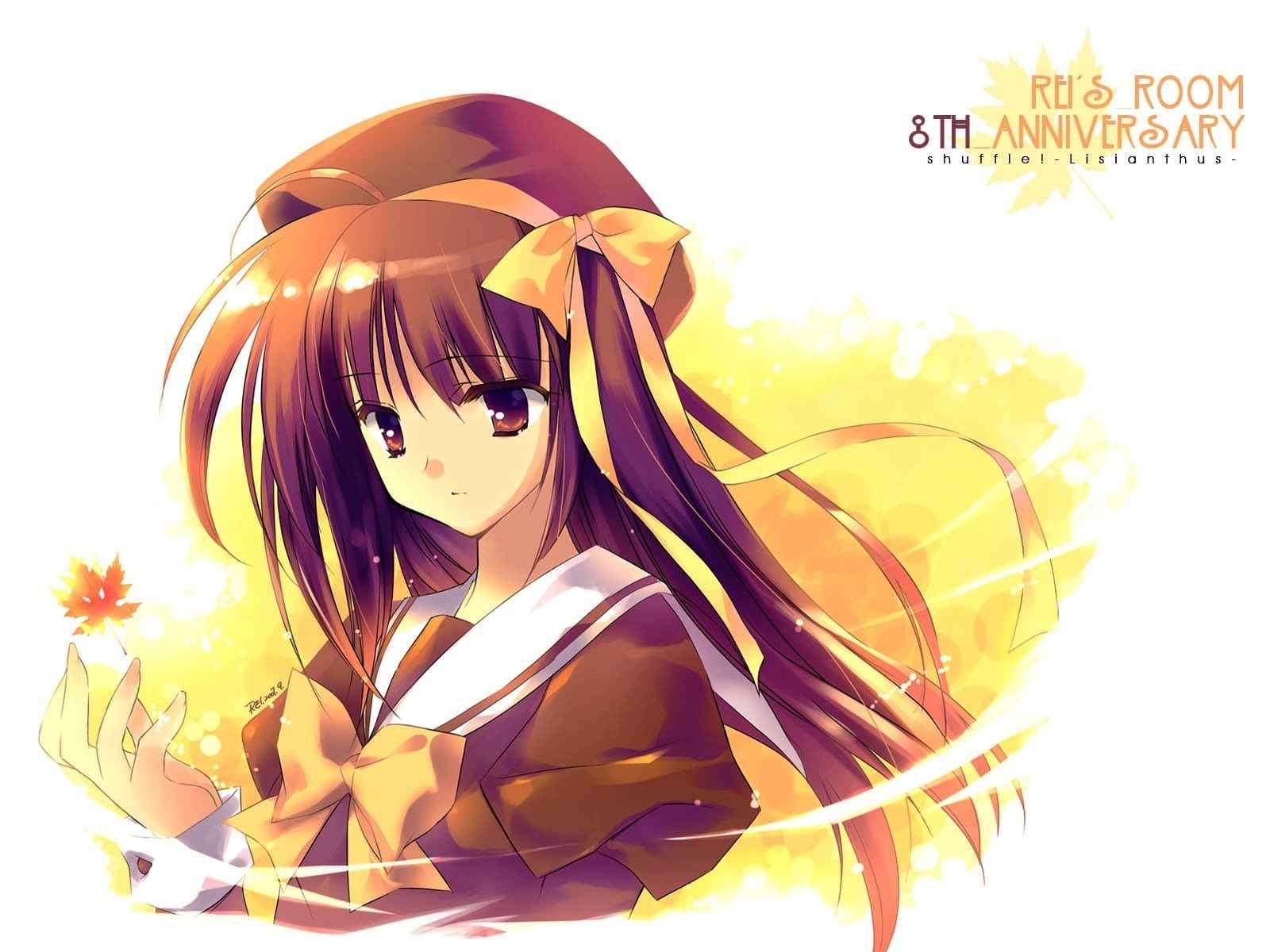 anime girl with autumn leaves