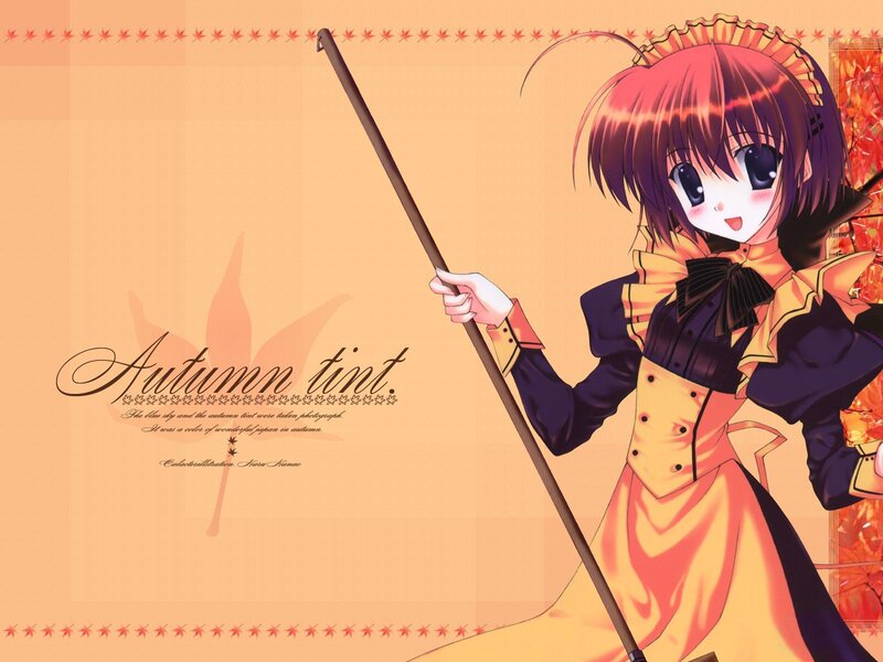 anime girl with autumn theme