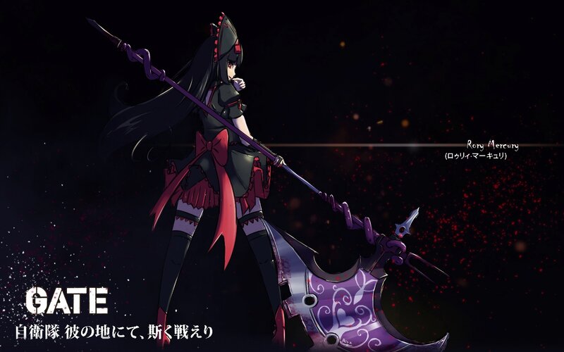 Anime Girl with Axe — Black, Dramatic, Night