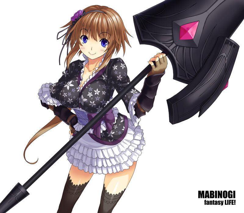 Anime Girl with Axe — Black, Playful