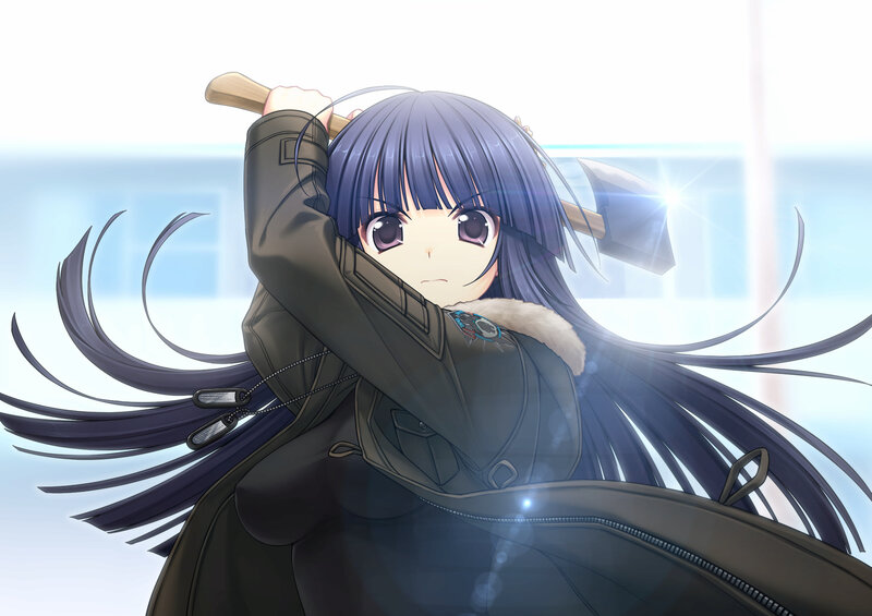 Anime Girl with Axe — Blue