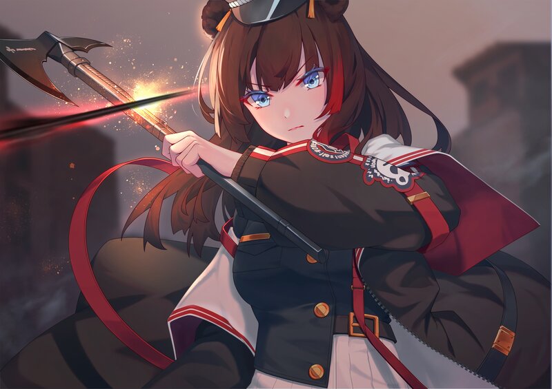 Anime Girl with Axe — Brown, Dramatic