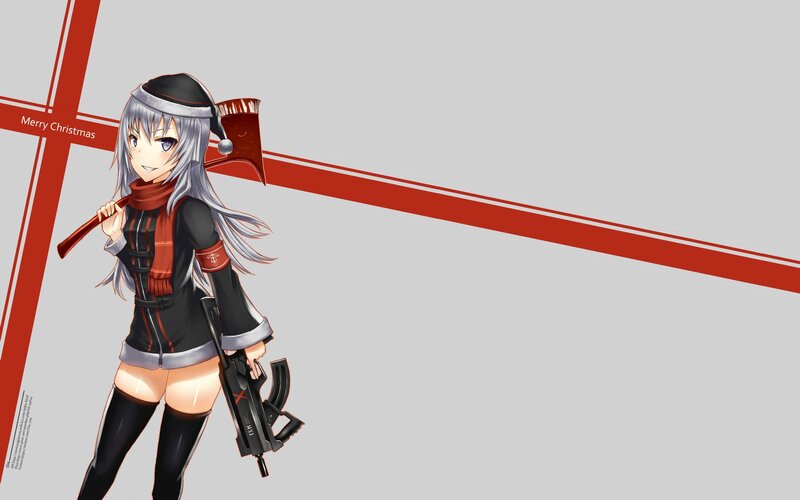 Anime Girl with Axe — Gray, Festive