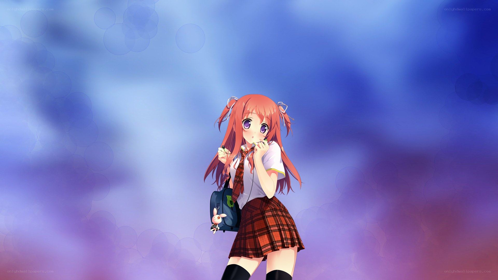 anime girl with backpack