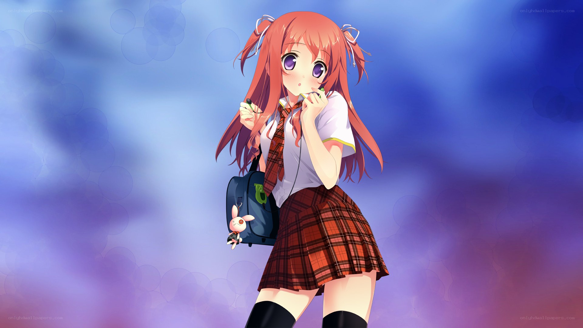 anime girl with backpack