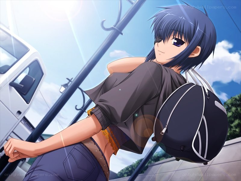 anime girl with backpack