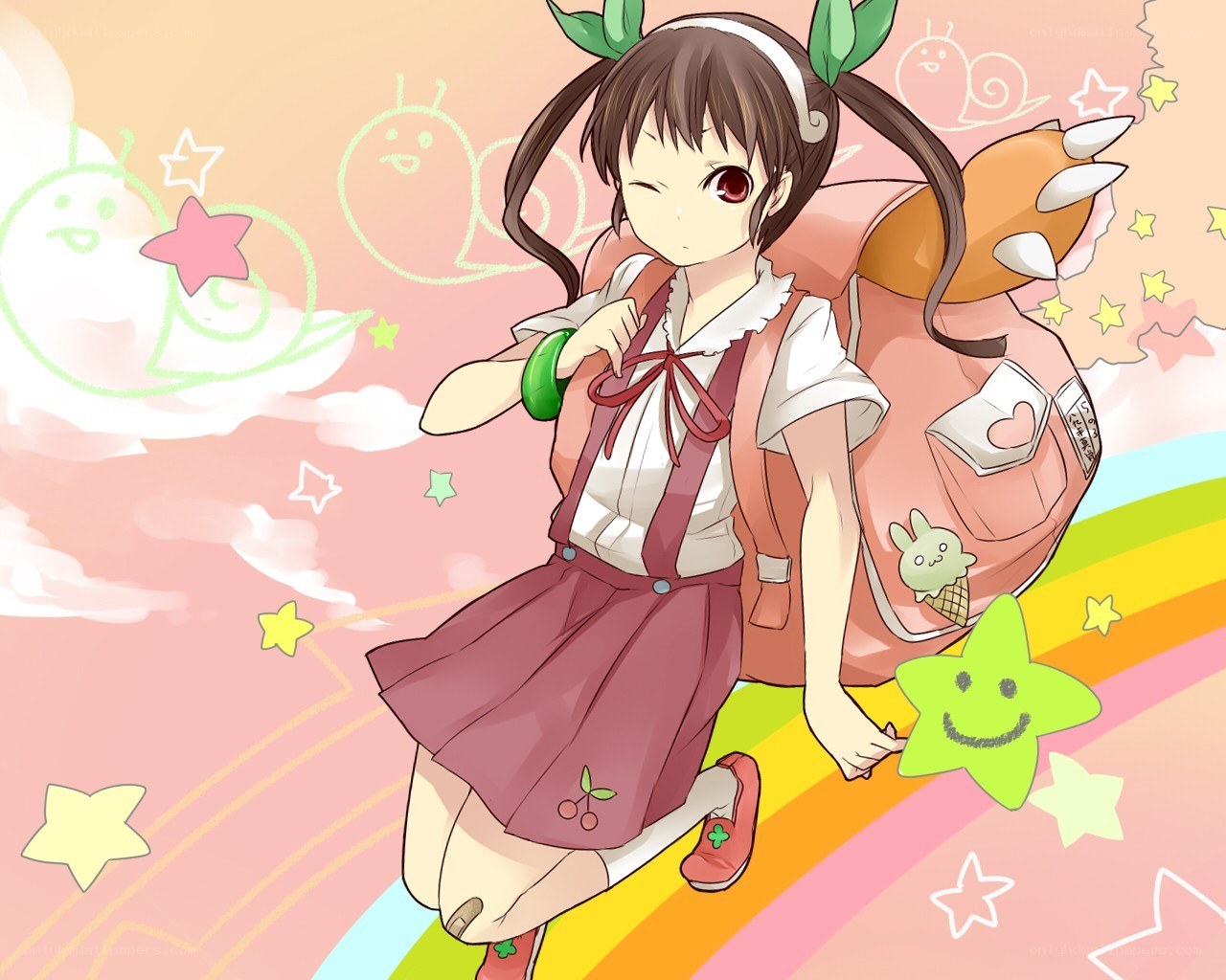 anime girl with backpack