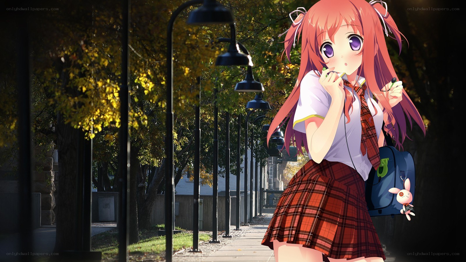 anime girl with backpack
