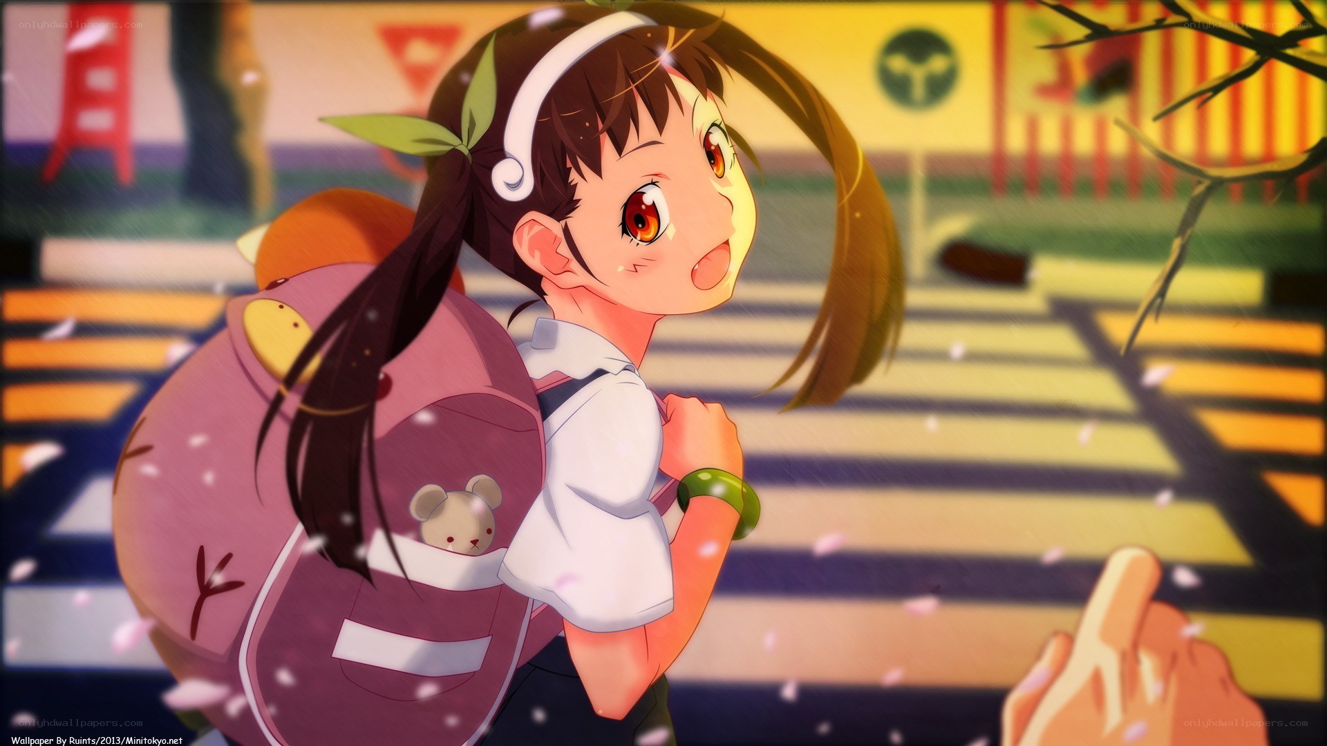 anime girl with backpack
