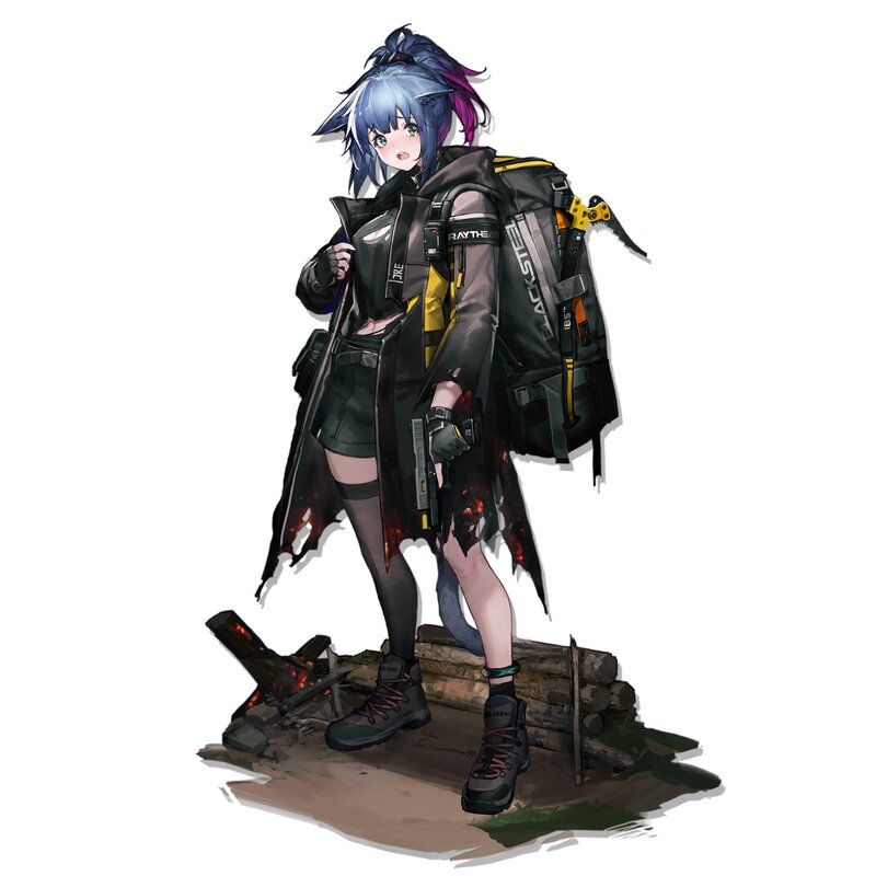 Anime Girl with Backpack — Black, Determined
