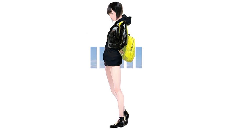 Anime Girl with Backpack — Black