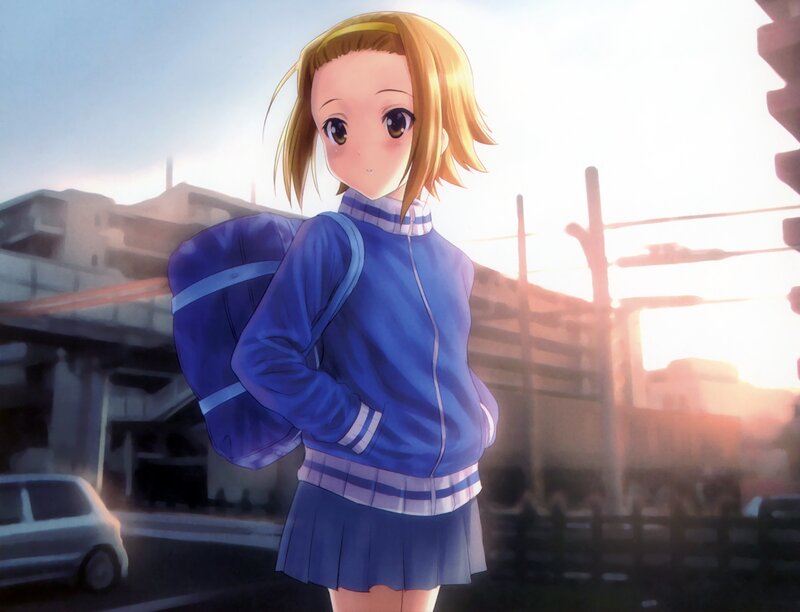 Anime Girl with Backpack — Blue, Calm, Sunset