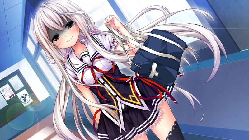 Anime Girl with Backpack — Blue, Cheerful, Afternoon