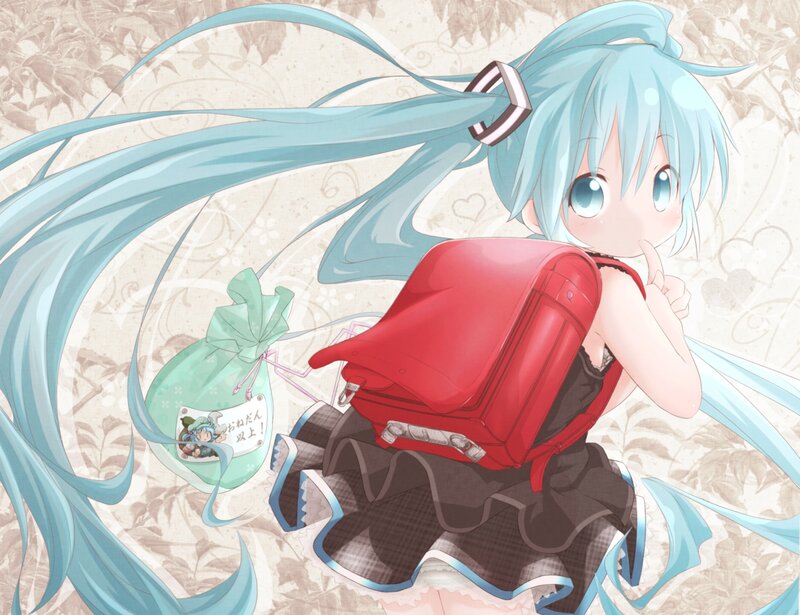 Anime Girl with Backpack — Blue, Playful