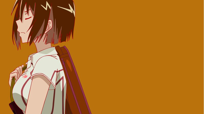 Anime Girl with Backpack — Brown, Calm