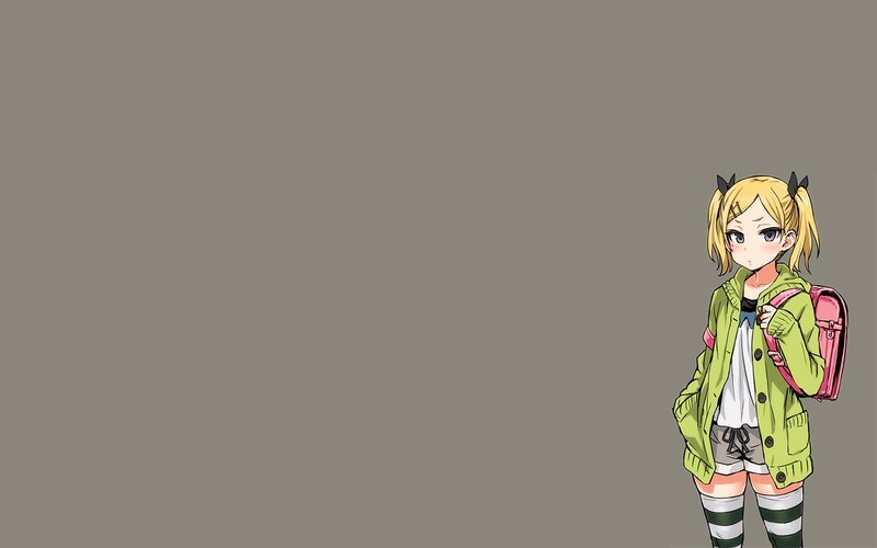 Anime Girl with Backpack — Green, Neutral