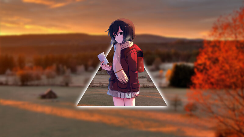 Anime Girl with Backpack — Orange, Serene