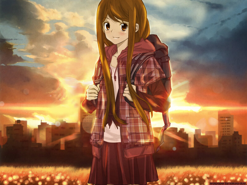 Anime Girl with Backpack — Orange