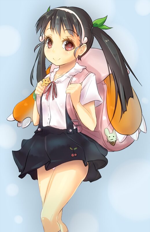 Anime Girl with Backpack — Pink, Cheerful