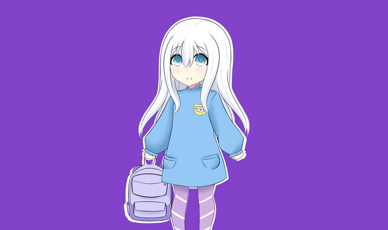 Anime Girl with Backpack — Purple, Neutral