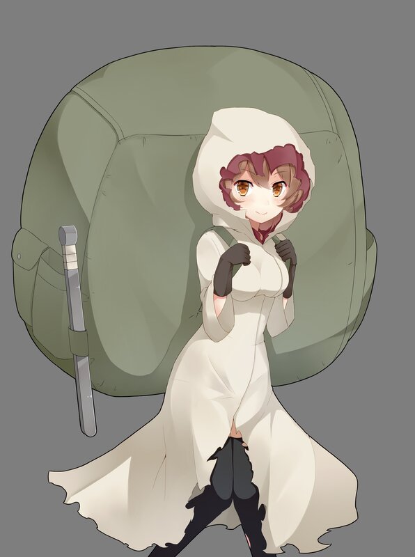 Anime Girl with Backpack — White, Calm
