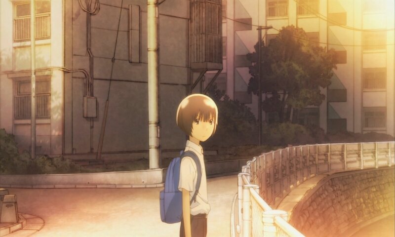 Anime Girl with Backpack — Yellow, Calm